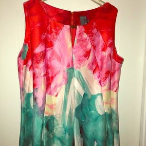 Fit and flare dress w/ large floral print